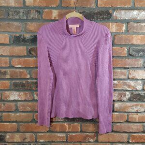 Bandolino Purple Ribbed Knit Mock Neck Sweater Y2K Feminine Casual Women's XL